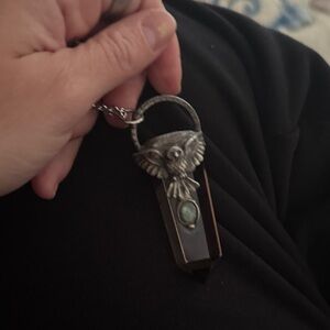 Silver Owl Pendant with Gemstone